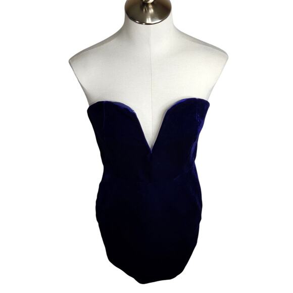 Superdown Tana‎ Strapless Velvet Mini Dress Women's Medium Indigo - Picture 3 of 13